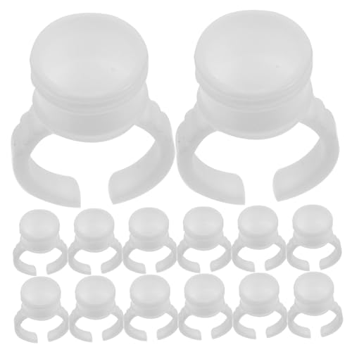 FRCOLOR 500 Stück Tattoo Pigment Ringe Kunststoff Klebehalter für Tattoo Tinte und Wimpernkleber Weiß Mittelgroß Pigment Organizer für Microblading Augenbrauen Nageldesign von FRCOLOR