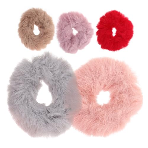 FRCOLOR 5stücke Elastische Haargummis Für Mädchen Stretch Haarseile Plüsch Haarring Als Haar Krawatte Praktisch Für Pferdeschwanz Oder Outfit-accessoires von FRCOLOR