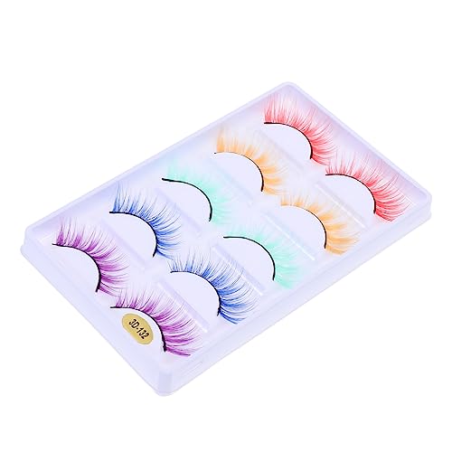 FRCOLOR 5paare Fake Wimpern Bunte Halloween Wimpernverlängerungen Man-made Fiber Wimpern Für Partys Und Kostüme Wiederverwendbar Weich Und Bequem von FRCOLOR