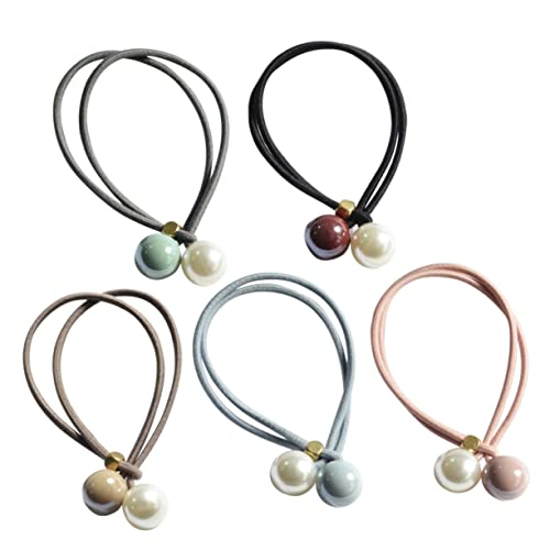 FRCOLOR Mode Pferdeschwanz Krawatte Gummiband Haar Zubehör Mädchen 5 Stücke Set Schwarz Licht Kaffee von FRCOLOR