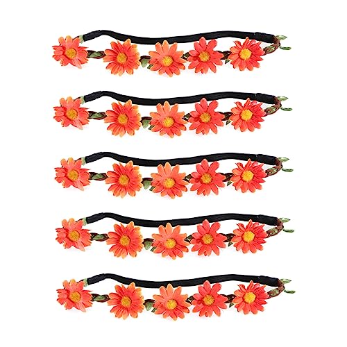 FRCOLOR 5st Hawaiianisches Blumenstirnband Girlanden Tropische Partydekorationen Strandparty Hawaiianische Party-haarspangen Flamingo-partydekorationen Hawaiisch Hawaiianische Leis Orange von FRCOLOR