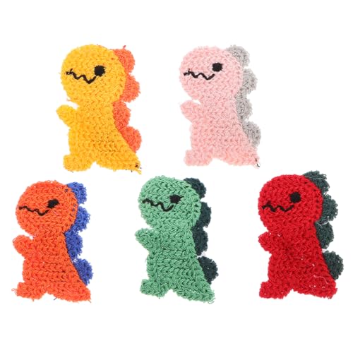 FRCOLOR 5stücke Niedliche Dinosaurier Haarclips Aus Weichem Strick Für Junge Mädchen Bequeme Und Farbenfrohe Haaraccessoires Für Mädchen Für Jeden Anlass Und Outfit von FRCOLOR
