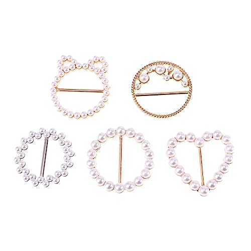 FRCOLOR 5stücke Schnalle Clips Kleidung Ring Aus Zinklegierung Mit Kunstperlen Verziert Schlicht Und Elegant Für Damen Frauen Mädchen Zur Straffung Von Hüfte Und Betont Körperform von FRCOLOR