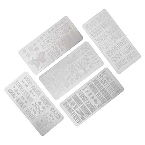 FRCOLOR 5stücke Teiliges Nagelstempel-schablonen Metall-design Nagelkunst-vorlagen Für Blumen Und Schmetterlingsmuster Nagellack-stempel-kit Für Diy-nailart von FRCOLOR