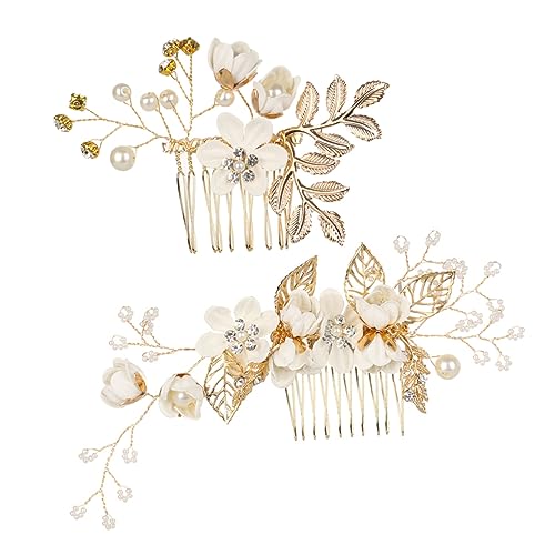 FRCOLOR 5stücke Teiliges Set Haarkamm Und Haarnadel Mit Perlen Und Strass Und Hohles Für Brautschmuck Party Und Hochzeit von FRCOLOR