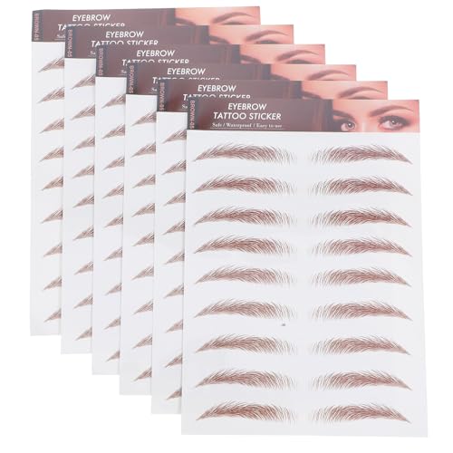 FRCOLOR 6blätter Augenbrauen Aufkleber Wassertransfer Braun Temporär Wasserfest Für Frau Natur-augenbrauen Mit Klebstoff Realistisch Aussehend Abziehen Transfer Praxis Kit von FRCOLOR