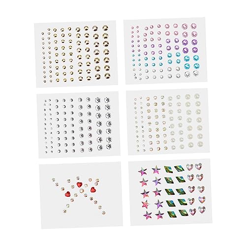 FRCOLOR 6 Blätter Augen Rhinestone Aufkleber Glitzernde Gesichtssticker für Partys Teiliges Weiß Gold und Ab Mix Einfach Anzuwenden Kleber für Bühnenauftritte und Festivals von FRCOLOR