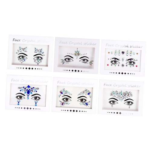 FRCOLOR 6 Blätter Gesichts bohrer partydekoration party decoration Gesicht glitzern Edelsteine ​​Tattoo-Aufkleber Edelsteine ​​Aufkleber Gesichtsaufkleber selber machen von FRCOLOR