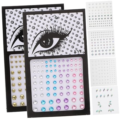 FRCOLOR 6 Blätter Gesicht Strass Aufkleber Halloween Party Liefert Make-up Erröten Klare Strass Aufkleber Körperschmuck Strassaufkleber Transparente Aufkleber Zubehör Acryl Bilden von FRCOLOR