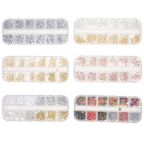 FRCOLOR 6 Kisten Nail-art-zubehör Nagel Charms Bausätze Nagelaufkleber Stand Zarter Nagelschmuck Nagel Kunst Dekoration 3d-nagelanhänger Buntes Nagelzubehör Nail-art-aufkleber Reize Acryl von FRCOLOR