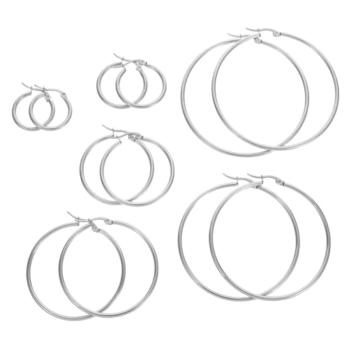 FRCOLOR 6paare Große Statement-ohrringe Für Damen Metallohrringe Im Retro-kreis-stil Modische Dekorative Ohrhänger Aus Titanstahl Kleine Runde Creolen Für Party Und Alltag von FRCOLOR