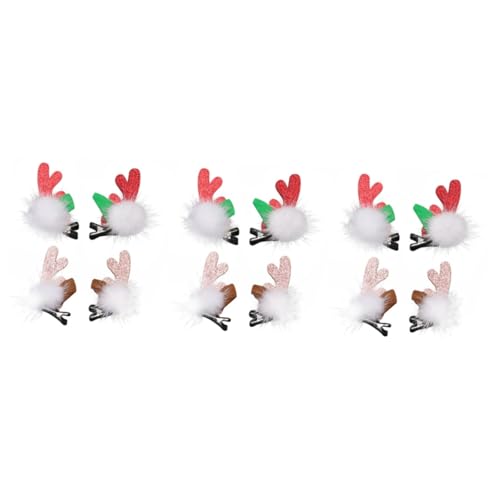 FRCOLOR 6paare Weihnachts-haarspangen Rentierform Süße Haarklammern Für Mädchen Festliche Kopfbedeckung Für Partys Und Cosplay Zubehör Für Weihnachten Und Anlässe von FRCOLOR