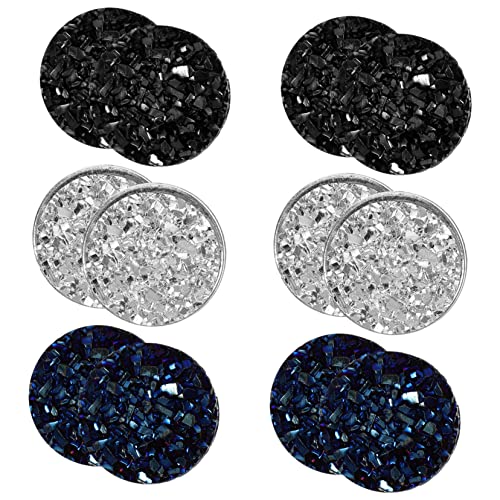 FRCOLOR 6 Paare Magnetische Ohrclips Ohrclips Damen Herren Clip Ohrringe Ohrlöcher Komfortabel Leicht Auszuziehen Silber Schwarz Blau von FRCOLOR