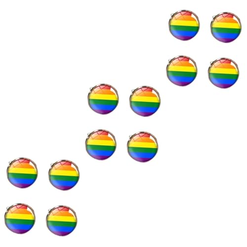FRCOLOR 6 Paare Regenbogen Manschettenknöpfe Lgbt Pride Month Schmuck aus Legiertem Kupfer Umweltfreundliche und Goldplattierung Elegantes Design für Hemden und Anzüge Geschenkidee für von FRCOLOR