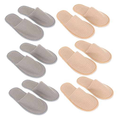 FRCOLOR 6 Paare Waschbare Fleece Hausschuhe Leichte Gäste Slipper Rutschfest für Hotel Spa Zuhause Damen Herren von FRCOLOR