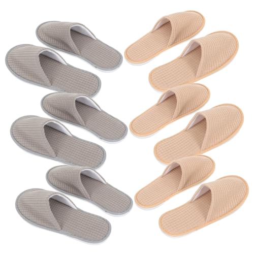 FRCOLOR 6 Paare Waschbare Hotelslipper für Damen Rutschfeste Leichte Fleece Hausschuhe Wiederverwendbare Reise und Gästehausschuhe für Hotel Spa und Zuhause von FRCOLOR