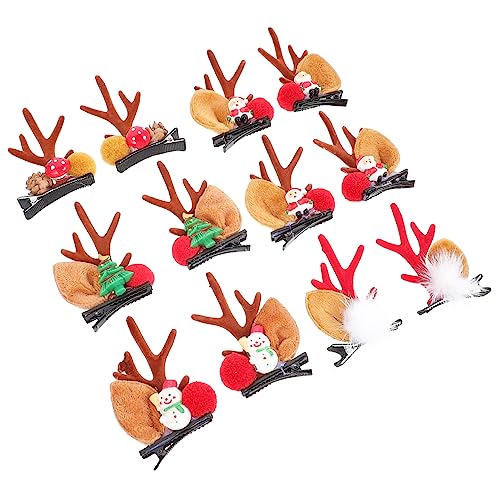 FRCOLOR 6 Paare Weihnachtshaarspangen Haarschleifen für Mädchen Bogen Weihnachtsgeweih-Haarspangen weihnachts haarspangen weihnachten haarspange Weihnachtsspange Geweih Haarspangen Eisen von FRCOLOR