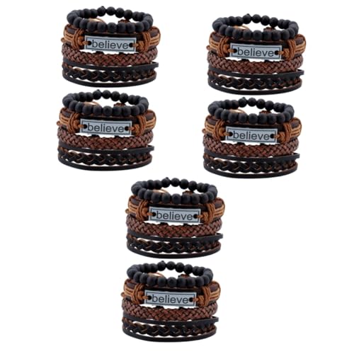 FRCOLOR 6 Sätze Armband Armbänder Armbänder Punk-Armbänder geflochtene Armbänder für Männer Bulk-Armbänder bracelet set herrenarmbände Handgelenkschmuck Herren Lederarmbänder Hanfseil von FRCOLOR