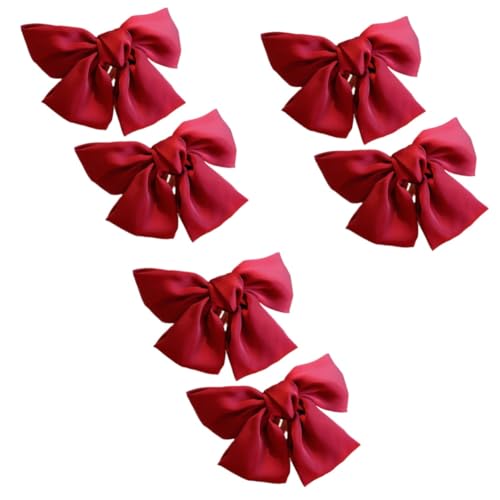 FRCOLOR 6 Stk Frauen Kopfschmuck Bowknot Haarspange Schleife Stylen Große Bogenspange Haarschleife Satin Tiara Für Mädchen Haarspange Haarnadel Banane Fräulein Rot Bobby Hochzeit von FRCOLOR