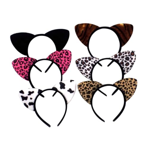 FRCOLOR 6stücke Haarreif Mit Katzenohren Katzen Stirnband Aus Spitze Kopfbedeckung Für Party Cosplay-kostüm Einheitsgröße Für Junge Mädchen Und Erwachsene von FRCOLOR
