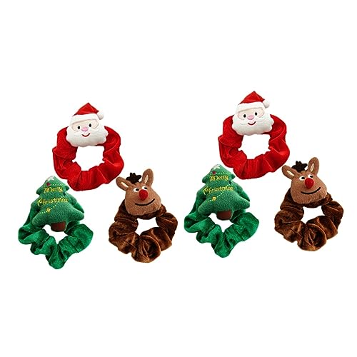 FRCOLOR 6 Stk Plüsch Haargummi Alligator-weihnachtsbogen Pferdeschwanz-zopffixierer Weihnachtsmann-accessoires Für Frauen Elastische Weihnachtshaarbänder Stoff Elch Strumpfhose Fräulein von FRCOLOR