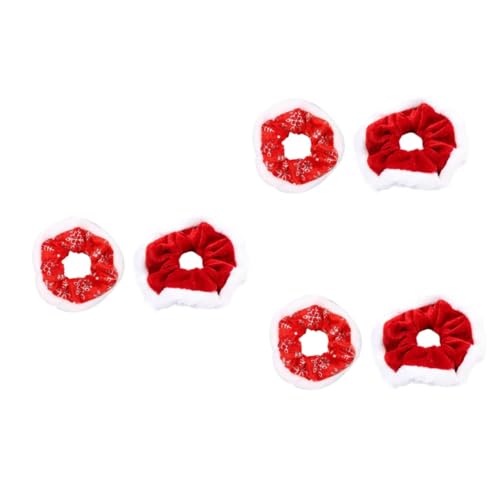 FRCOLOR 6stücke Weihnachts-haarbänder Für Damen Elastische Haarschmuck- Mit Schneeflocken-muster Für Festliche Anlässe Haaraccessoire Rot Weiß von FRCOLOR