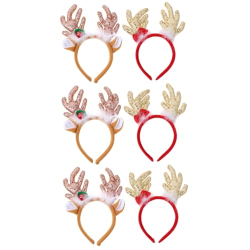 FRCOLOR 6 Stk großes Geweih-Stirnband kopfhörer zu weihnachten glitzerndes Geweih-Stirnband christmas haarreif christmas headband haarschmuck Weihnachtshaarband Haarreifen von FRCOLOR