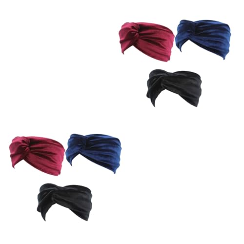 FRCOLOR 6 schwarzes Stirnband Elastisches Stirnband Turban-Kopftuch Schals für Kopfbandagen für Damen Vorgebundenes Kopftuch für Damen verstellbare Stirnbänder Kopfbedeckungen von FRCOLOR