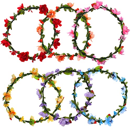 FRCOLOR Hochzeitszubehör 6 Stück Blumenkrone Haarkranz Blumenstirnband Halo Rose Kopfschmuck Boho Kopfhaube Krone Braut Hochzeit Kopfbedeckung Abend Party Tiara Haarschmuck Für Mädchen von FRCOLOR