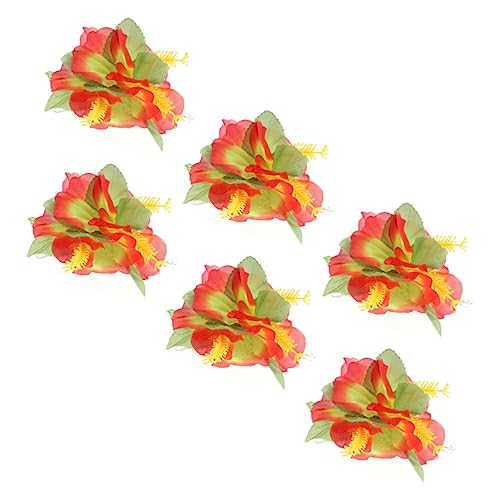 FRCOLOR 6st Hibiskus Tropische Hawaiianische Leis Haarspange Haarbedarf Brautkopfschmuck Für Die Hochzeit Blumenhaarspangen Für Frauen Fräulein Böhmen Blumenkopfschmuck von FRCOLOR