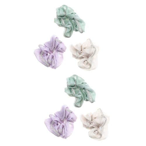 FRCOLOR 6 Stück Diamant Haarband Pferdeschwanz Haarseil Satin Haargummis Diamant Haarringe Elastisches Haarseil Mädchen Haargummis Weihnachts Haarseil Haar Accessoires Haargummi von FRCOLOR