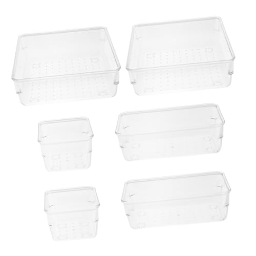FRCOLOR 6 Stück Modularer Schreibtischschubladen Organizer aus Kunststoff Transparenter Aufbewahrungsbehälter mit Schubladenteilern Stapelbar und Vielseitig für Kosmetik und Bürobedarf von FRCOLOR