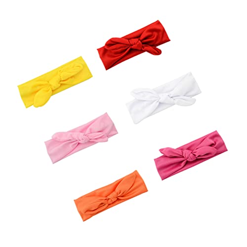FRCOLOR 6 Stück Elastische Haarbänder mit Schleifen für Niedliche Kopfbedeckung für Mädchen und Jungen Weiß Orange Rot Gelb und für von FRCOLOR