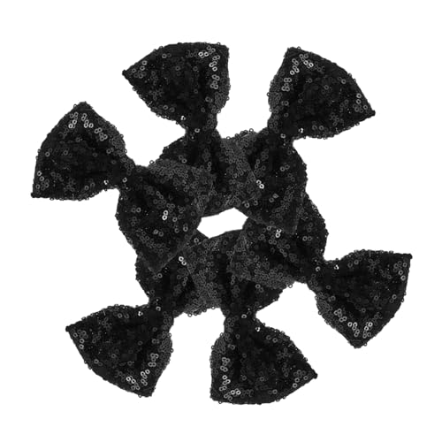 FRCOLOR 6 Stück Glänzende Haarzubehör Von Kindern Haarschleifen Für Kleine Mädchen Paillettenschleifenclips Glänzende Schleifenklammern Modische Haarspangen Haarschleife Stoff Schwarz von FRCOLOR