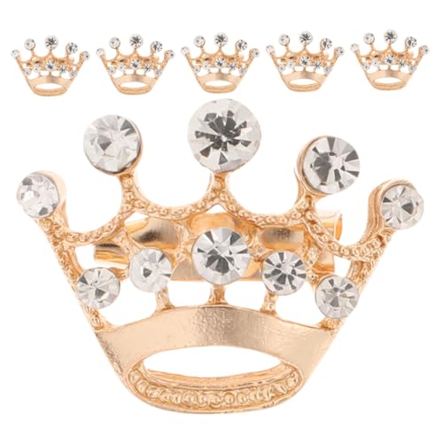FRCOLOR 6 Stück Goldene Kronenbrosche Damen Kleidung Anstecknadel für Anzug Vielseitige Brosche für Kleid Schal Tasche Eleganter Schmuckclip für Damenbekleidung von FRCOLOR