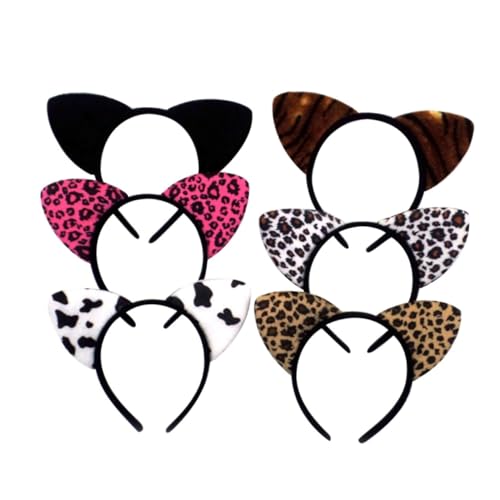 FRCOLOR 6stücke Katzenohren Haarband Für Erwachsene Und Junge Mädchen Süßes Und Kreatives Headwear Für Karneval Halloween Cosplay Und Kostümpartys Zufälliges Design von FRCOLOR