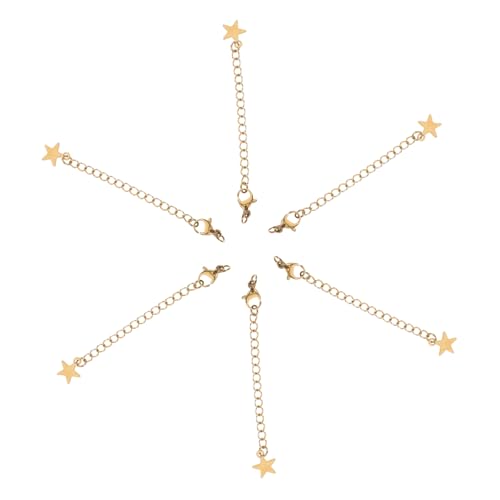 FRCOLOR 6 Stück Kettenverlängerung mit Karabinerverschluss Verstellbare Halsketten und Armband Extender Vakuumbeschichtete Glanzketten mit Sternanhängern für Schmuckherstellung von FRCOLOR