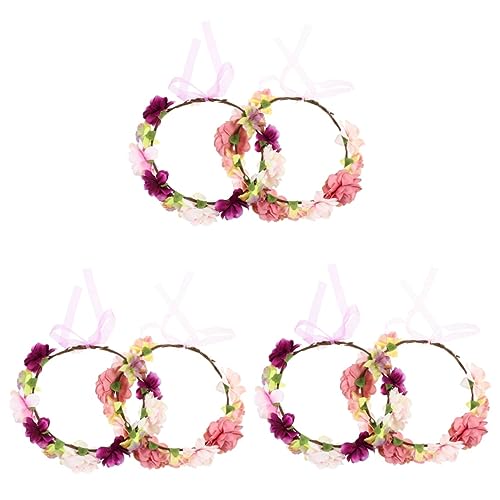 FRCOLOR 6 Stk Künstlicher Blumenkranz Haarschmuck Kranz Kopfschmuck Party-haarbänder Blumenkopfschmuck Für Die Braut Damen Stirnbänder Violett Blüte Stoff Reisen Hochzeitskleid von FRCOLOR