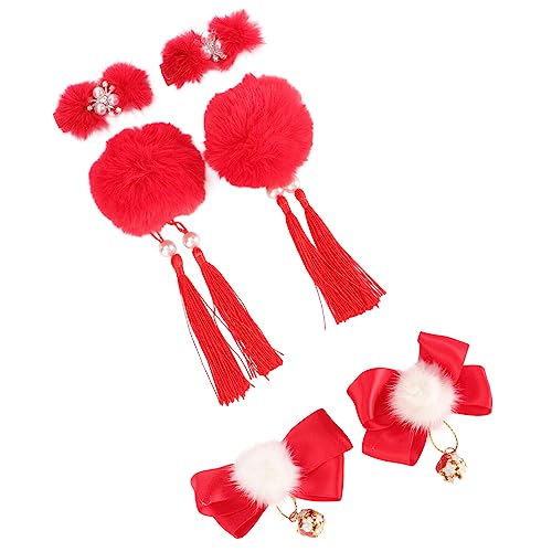 FRCOLOR 6st Fellknäuel Haarspange Kopfschmuck Neu Lange Haarspange Mit Quasten Haarspangen Mit Quasten Plüschball-haarspangen Pom Pom Ball Haarspange Haarball China Weiß Legierung Mädchen von FRCOLOR