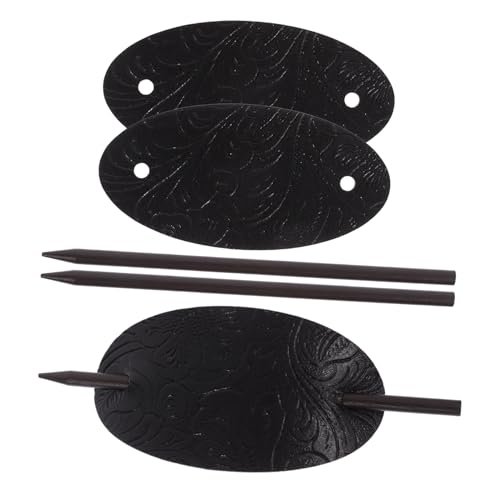FRCOLOR 6 Stück Leder Haarnadeln Pferdeschwanzhalter Haarspangen Für Dickes Haar Chinesische Damen Haarstäbchen Haarspange Mit Nadel Haarknoten Clips Damen Haarspange Mit Stab Netz von FRCOLOR