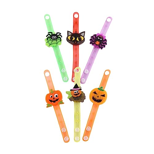 FRCOLOR 6 Stück Leuchtendes Armband Halloween LED Wristband Flexibel Strapazierfähig Cartoon Partydeko für Mädchen Jungen von FRCOLOR