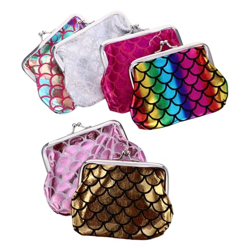 FRCOLOR 6 Stück Münzgeldbörse Leichte Einkaufstaschen Beutel Für Männer Bronzefarbene Geldbörsen Taschengeld Aufbewahrungstaschen Handtaschen Clip Geldbörse Pailletten von FRCOLOR