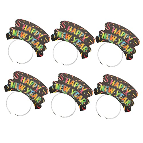 FRCOLOR 6st Neujahr Stirnband Frohes Neues Jahr Kopfbedeckungen Weihnachtsstirnband 2023 Partygeschenke Für Das Neue Jahr Glitzer-ornamente Blinkendes Stirnband Blitz Papier Geburtstagshut von FRCOLOR