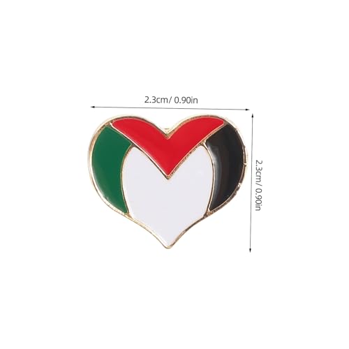 FRCOLOR 6 Stück Palästina Flagge Herzform Brosche Metallabzeichen für Kleidung und Rucksäcke Souvenir Pins zur Darstellung Kultureller Identität und von FRCOLOR