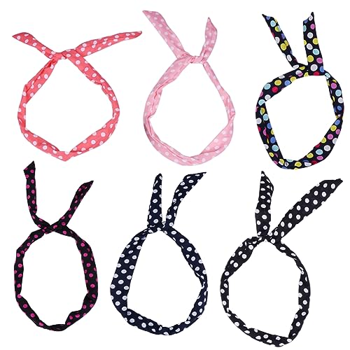 FRCOLOR 6stücke Haarband Mit Retro Schleifen Bunte Haaraccessoires Für Mädchen Für Freizeit Und Make-up Elastisch Und Anpassbar Farben Zufällig von FRCOLOR