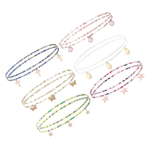 FRCOLOR 6 Stück Teiliges Beaded Taillenkette für Damen Bauchketten Reisperlen Boho Schmuck für Strand Pool Partys Elegantes Körperzubehör von FRCOLOR