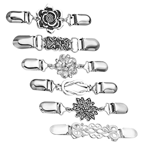 FRCOLOR 6 Stück Teiliges Blusen Reversbroschen mit Kettchen Vielseitige Broschennadeln für Pullover Cardigan Hemd Schal Schmuck Accessoires aus Hochwertiger für Damen und Herren von FRCOLOR