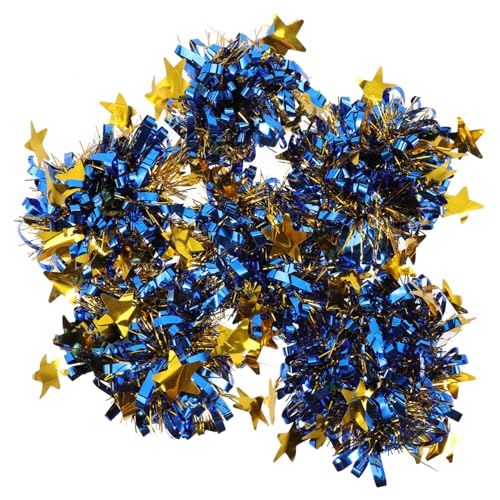 FRCOLOR 6 Stück Teiliges Cheerleading Pom Poms mit Elastischem Handgelenkband Leuchtend Metallische Farben Blau und Gold Leichte Cheerleader Handblumen für Sportveranstaltungen und von FRCOLOR