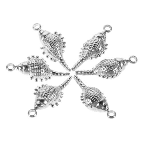 FRCOLOR 6 Stück Teiliges Conch-anhänger aus Edelstahl Stilvolle Muschel-charms für Schmuckherstellung Leichte Langlebige Pendants für Armbänder Halsketten Ohrringe Schlüsselanhänger von FRCOLOR