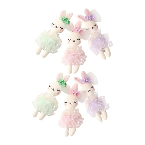 FRCOLOR 6 Stück Teiliges DIY Hasenhaarband Weiche Plüsch Kaninchen Haarschmuck Niedliche Kleine Stofftier Accessoires für Mädchen Kreative Bastelornamente Süße Kaninchen Dekoration von FRCOLOR